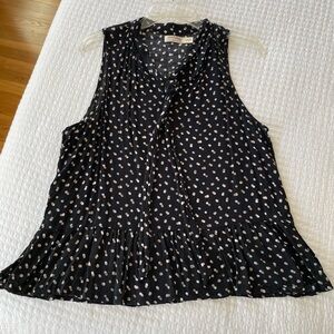 Faded Glory Black Polka Dot Ruffled Sleeveless Top. Cottagecore Style. Size L.